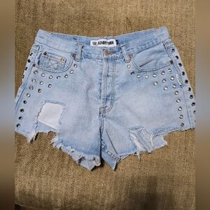 The Laundry Room Blue Jean Shorts with Distressed Details